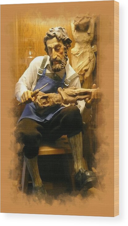 Wood Wood Print featuring the photograph The Wood Carver by Lori Seaman