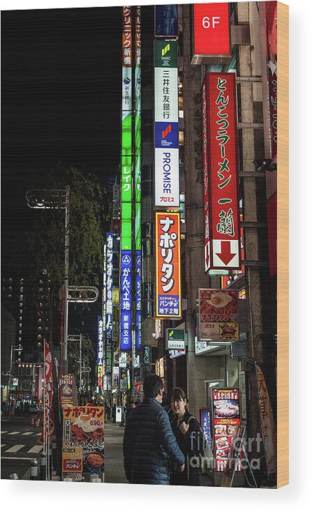 People Wood Print featuring the photograph Tokyo Neon, Japan by Perry Rodriguez