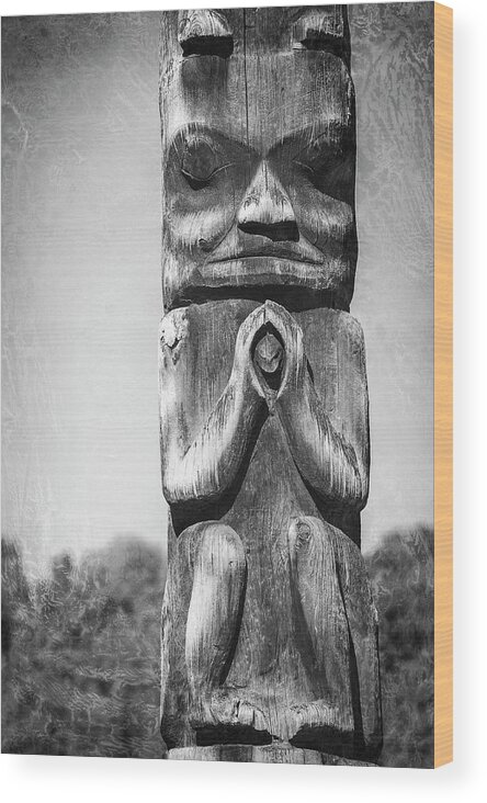 Black And White Wood Print featuring the photograph Totem by Mary Lee Dereske