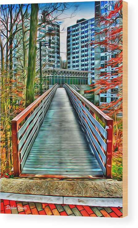 Towson University Wood Print featuring the digital art Towson University Walkway by Stephen Younts