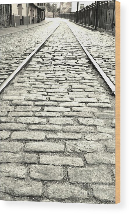 Rails Wood Print featuring the photograph Tracks In The Road by Gary Smith