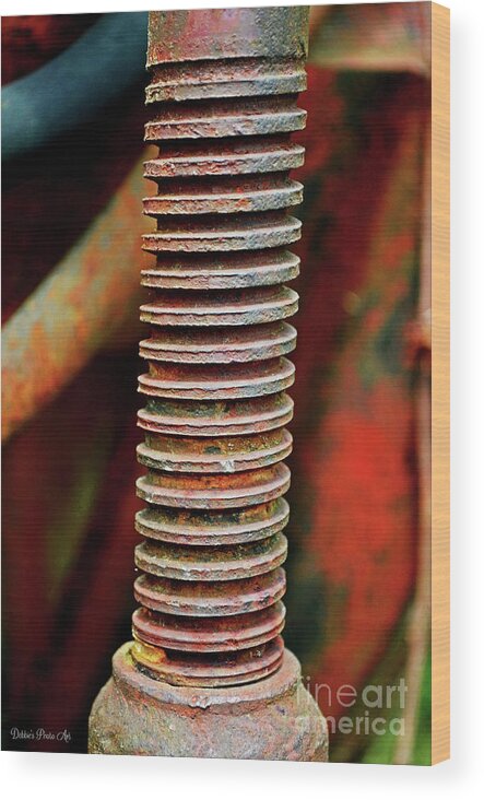 Tractor Parts Wood Print featuring the photograph Tractor Parts, Screw by Debbie Portwood