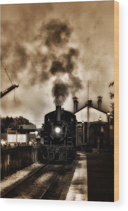 Strasburg Wood Print featuring the photograph Train Coming in the Station by Bill Cannon