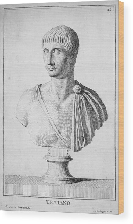 2nd Century Wood Print featuring the photograph TRAJAN (c52-117) by Granger