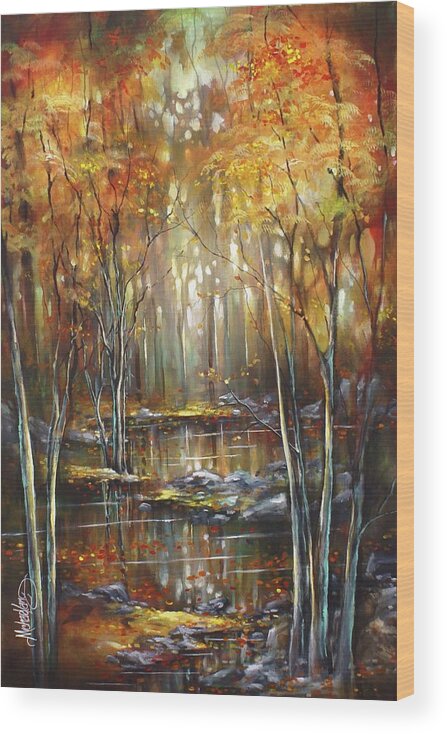 Landscape Wood Print featuring the painting Transitions by Michael Lang