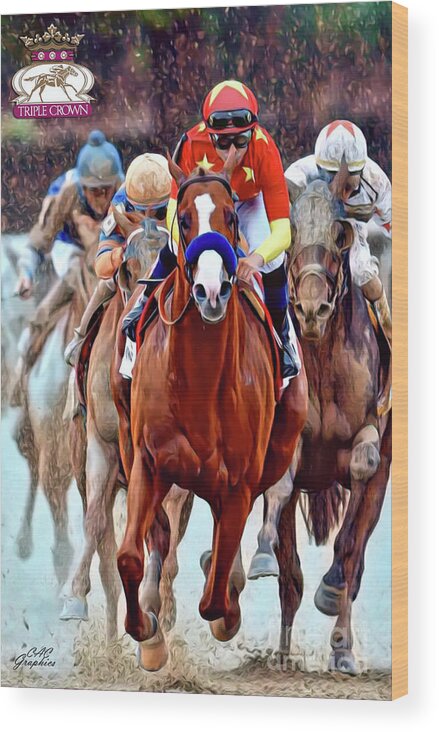 Justify Wood Print featuring the digital art Triple Crown Winner Justify 2 by CAC Graphics