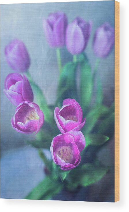 Purple Wood Print featuring the photograph Tulips Study #1 by Elvira Pinkhas