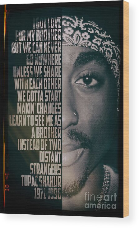 Pop Wood Print featuring the photograph Tupac Shakur by Jonas Luis