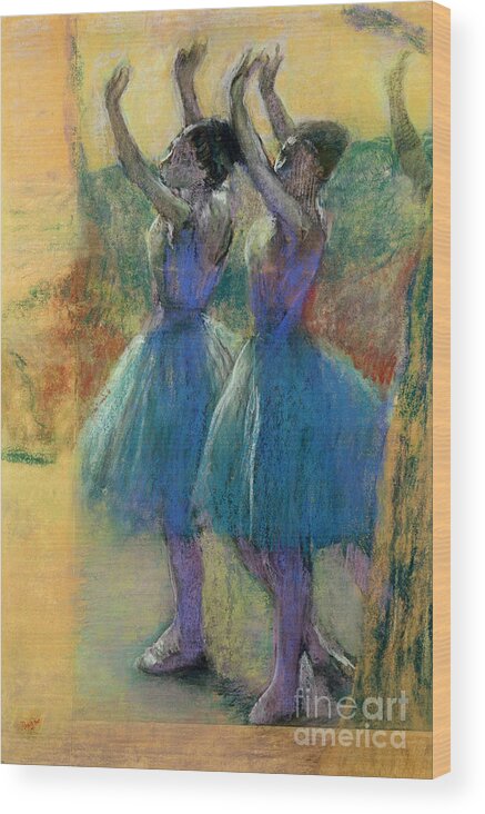 Degas Wood Print featuring the pastel Two Blue Dancers by Edgar Degas