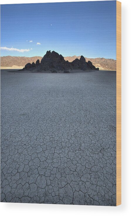 Death Valley; Desert; Dry; Lake Bed; Landscape; National Park; Playa; Racetrack; Sailing Stones; Grandstand Wood Print featuring the photograph Two Stand Grandstand by David Andersen