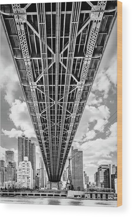 Queensboro Bridge Wood Print featuring the photograph Underneath The Queensboro Bridge by Susan Candelario