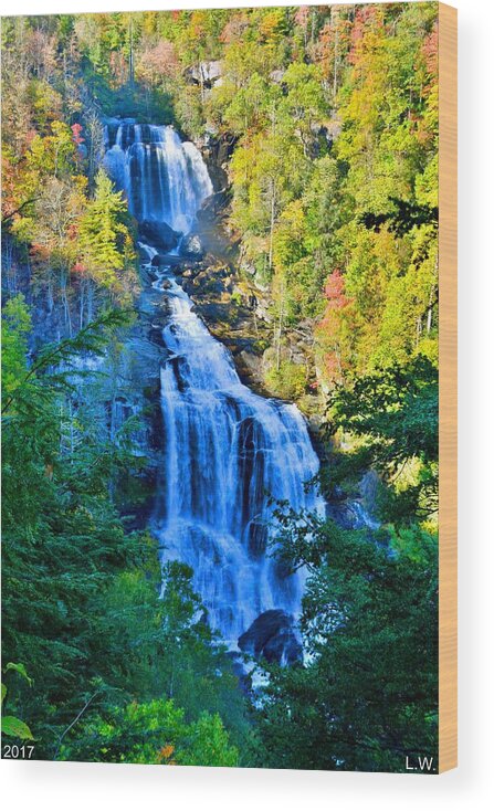 Upper Whitewater Falls North Carolina Vertical Wood Print featuring the photograph Upper Whitewater Fall North Carolina Vertical by Lisa Wooten