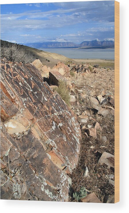 Utah Wood Print featuring the photograph Utah Lake Petroglyph Panel by Brett Pelletier