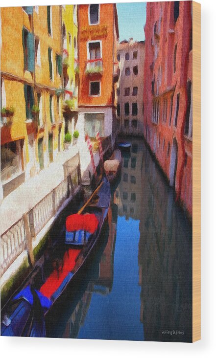 Venice Wood Print featuring the painting Venetian Canal by Jeffrey Kolker