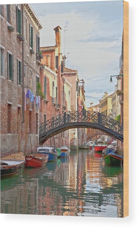 Venice Wood Print featuring the photograph Venice bridge crossing 5 by Heiko Koehrer-Wagner