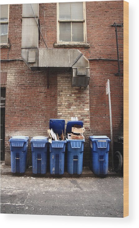 Wall Wood Print featuring the photograph Vent And The Bins by Kreddible Trout