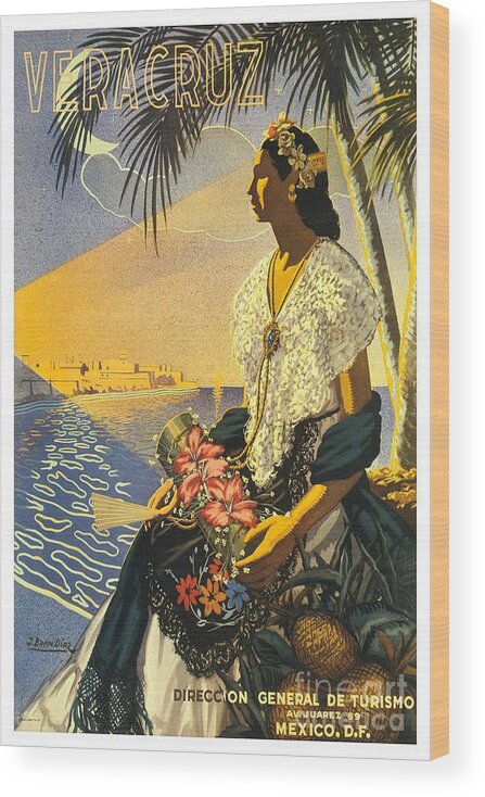 Vintage Travel Posters Wood Print featuring the painting Veracruz Mexico by Pd