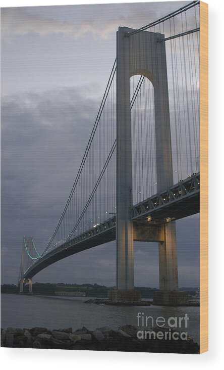 Bridge Wood Print featuring the photograph Verrazano Bridge by Mark Gilman