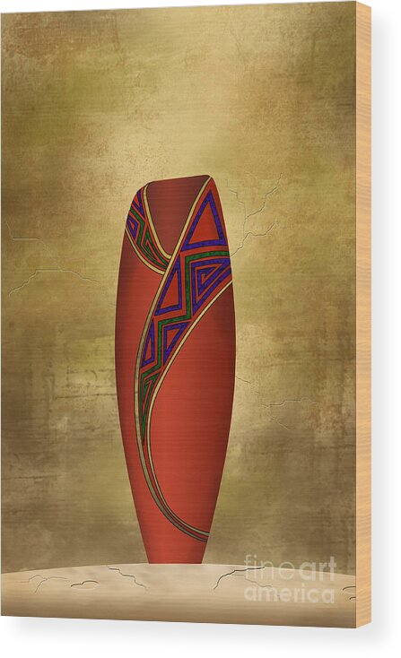Native American Wood Print featuring the digital art Vessel in Red by Tim Hightower