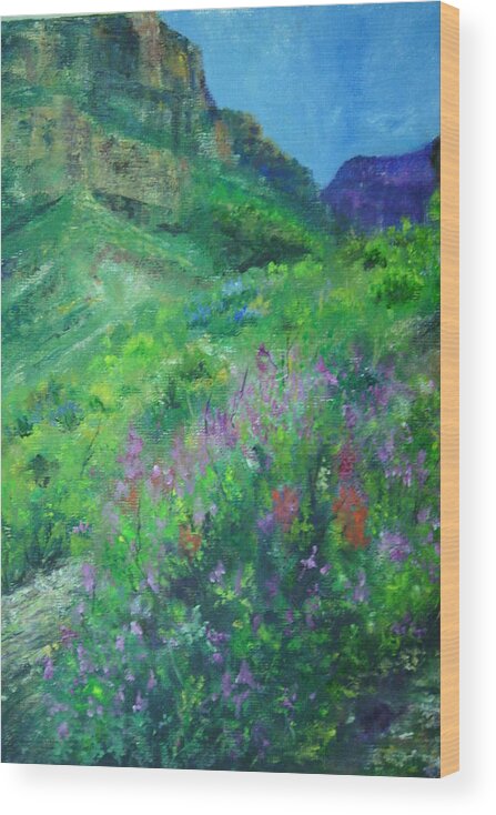 Vibrant Landscape Paintings Wood Print featuring the painting Vibrant landscape paintings - Canyon Splendor - Virgilla Art by Virgilla Lammons