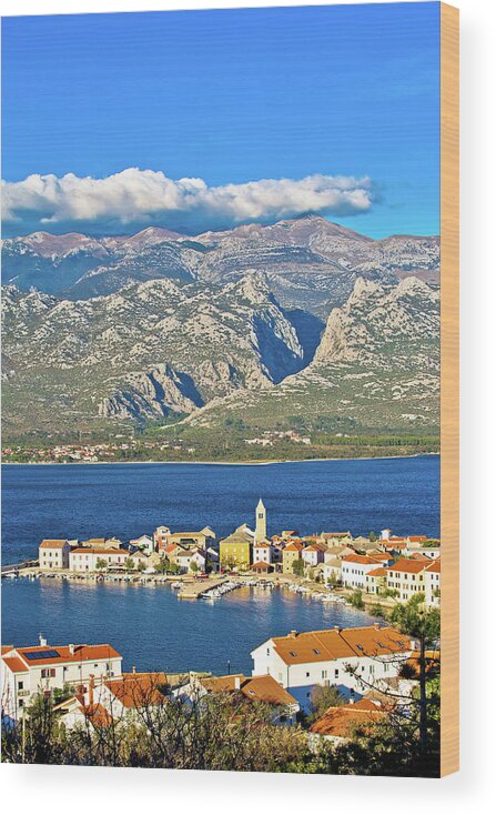 Croatia Wood Print featuring the photograph View of Town of Vinjerac with Velebit by Brch Photography