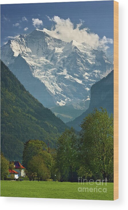 Switzerland Wood Print featuring the photograph View on the Jungfrau - Interlaken - Switzerland by Henk Meijer Photography