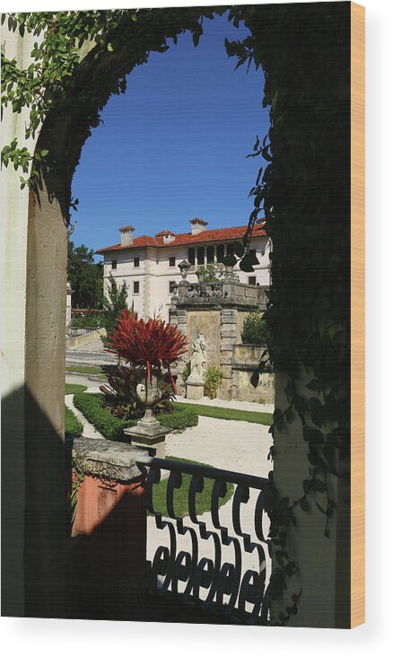  Miami Wood Print featuring the photograph Villa Vizcaya View Through a Garden Arch by Christiane Schulze Art And Photography