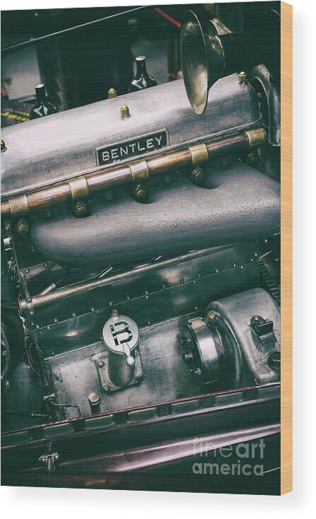 Vintage Wood Print featuring the photograph Vintage Bentley Engine by Tim Gainey