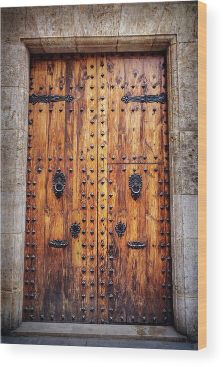 Valencia Wood Print featuring the photograph Vintage Door in Valencia Spain by Carol Japp