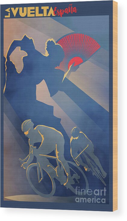 Cycling Art Wood Print featuring the digital art Vuelta Espana by Sassan Filsoof