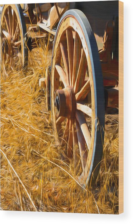 Wagon Wood Print featuring the photograph Wagon Wheels by Steph Gabler