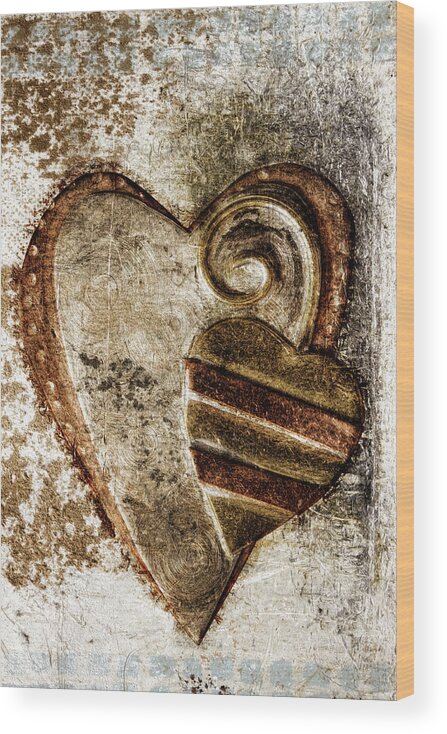 Heart Wood Print featuring the photograph Warm Love Metal Heart by Carol Leigh