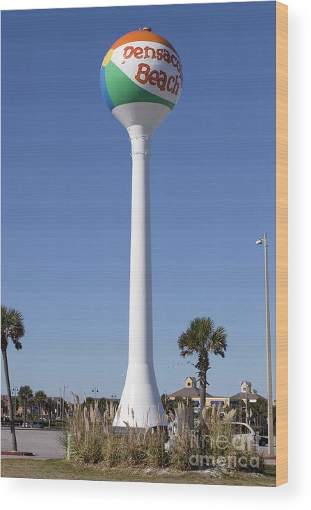 Florida Wood Print featuring the photograph Water Tower - Pensacola Beach Florida by Anthony Totah