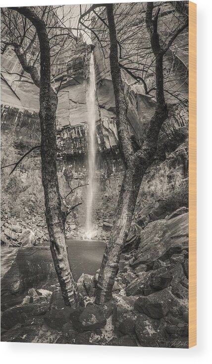 Springdale Wood Print featuring the photograph Waterfall at Upper Emerald Pool by Owen Weber