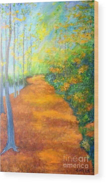 Impressionistic Work Wood Print featuring the painting Way in the Forest by Dagmar Helbig