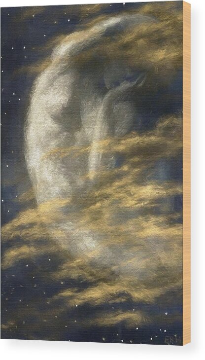 Edward Robert Hughes Wood Print featuring the painting Weary Moon by Edward Robert Hughes