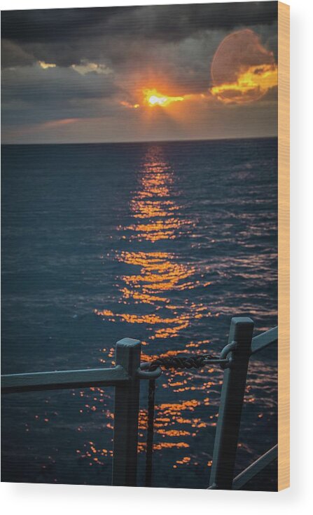 Navy Wood Print featuring the photograph Weather Deck Sunset by Larkin's Balcony Photography