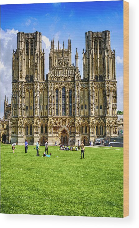 Anglican Wood Print featuring the photograph Wells Cathedral in Somerset, UK by Chris Smith