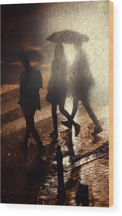 Group Wood Print featuring the photograph When the rain comes by Jaroslaw Blaminsky