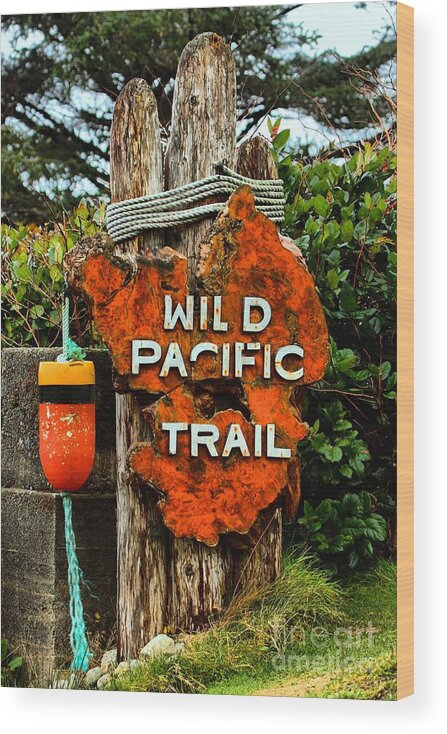 Wild Pacific Trail Sign Wood Print featuring the photograph Wild Pacific Trail Sign by Adam Jewell