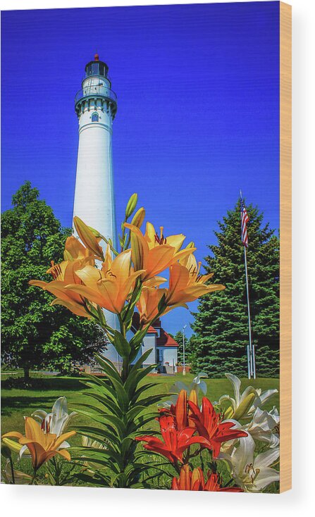 Lighthouse Wood Print featuring the photograph Wind Point Lighthouse by Tony HUTSON