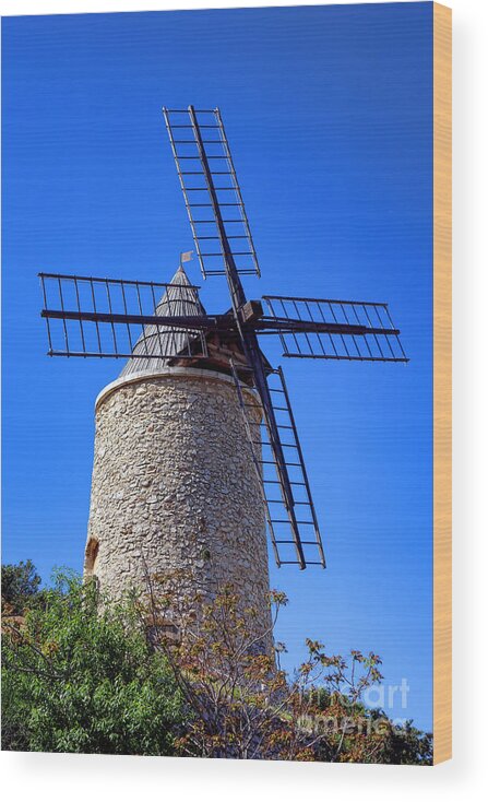 Provence Wood Print featuring the photograph Windmill in Provence by Olivier Le Queinec