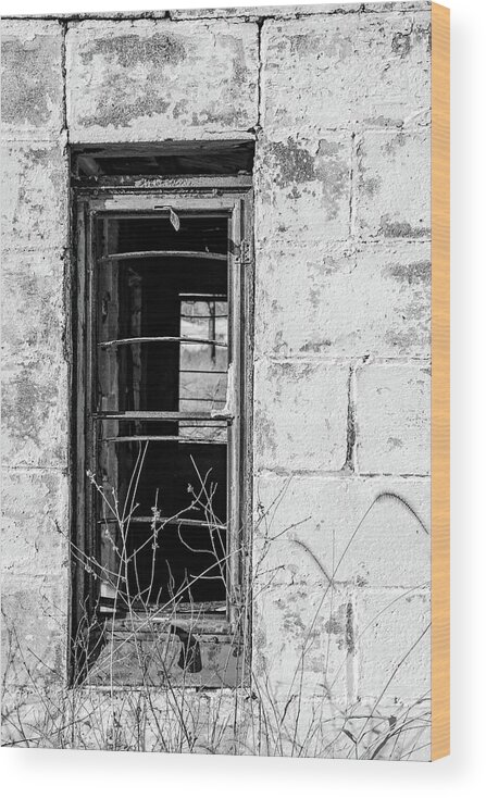 Black And White Wood Print featuring the photograph Through My Windows by Holly Ross