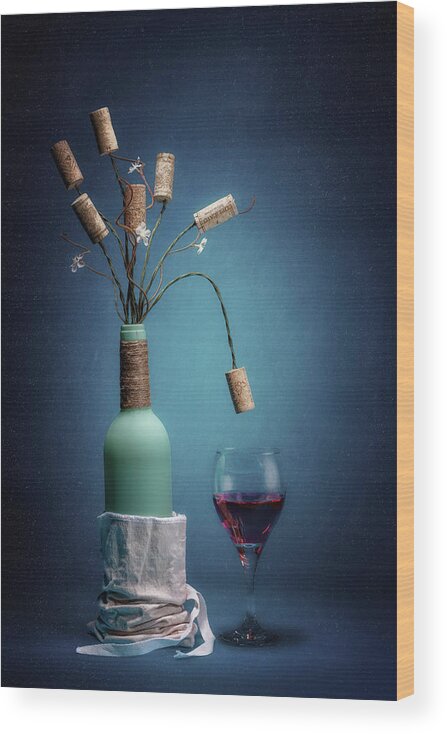 Wine Wood Print featuring the photograph Wine Cork Bouquet by Tom Mc Nemar