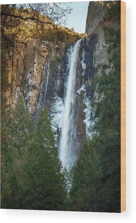 California Wood Print featuring the photograph Winter at Bridalveil Fall Yosemite California by Adam Rainoff