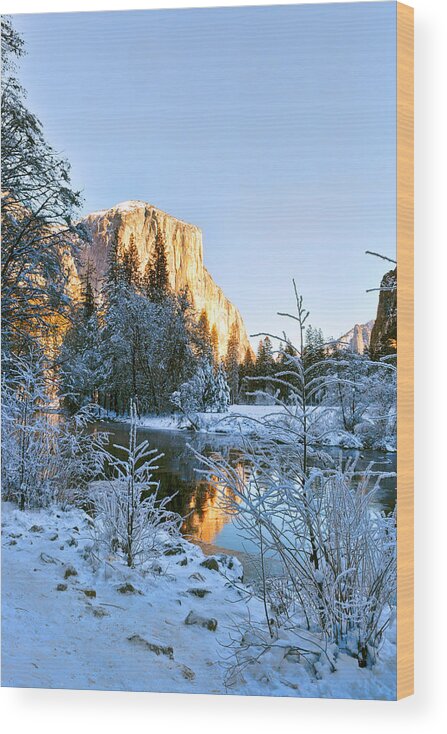 Patricia Sanders Wood Print featuring the photograph Winter View of Yosemite's El Capitan by Her Arts Desire