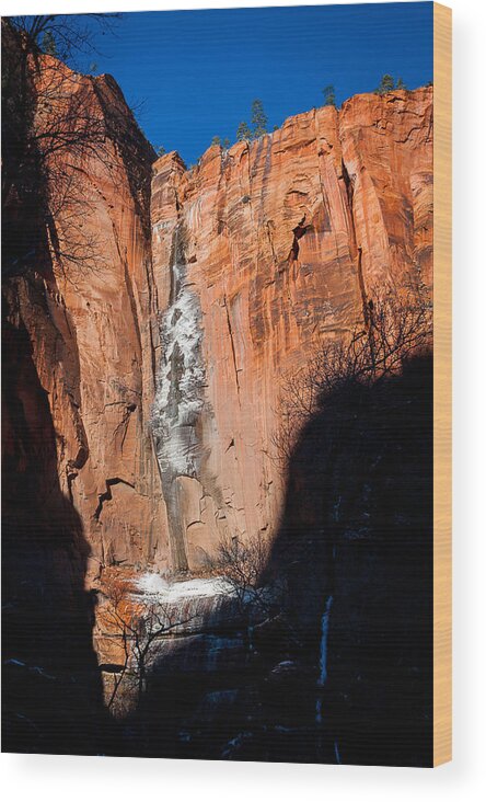  Wood Print featuring the photograph Winter Waterfall, Zion National Park by TM Schultze
