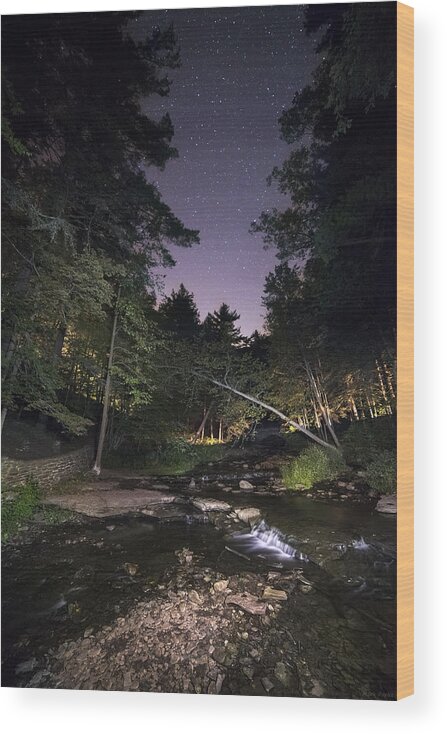 Letchworth State Park Wood Print featuring the photograph Wolf Creek Starry Night by Mark Papke