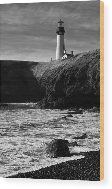 Lighthouse Wood Print featuring the photograph Yaquina Head Lighthouse by Lara Ellis