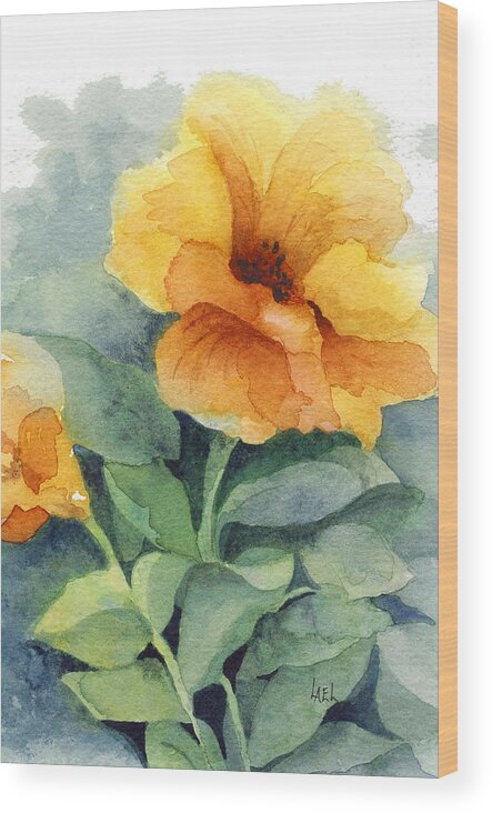 Flower Wood Print featuring the painting Yellow Flower by Lael Rutherford